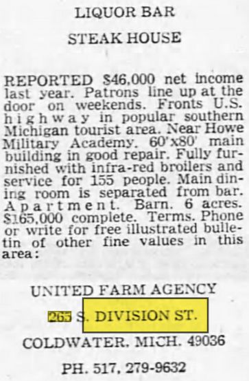 New Michigan Motel (Barnes Motel) - 1971 Ad For Real Estate Office On Site (newer photo)
